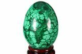Flowery, Polished Malachite Egg - Congo #131852-1
